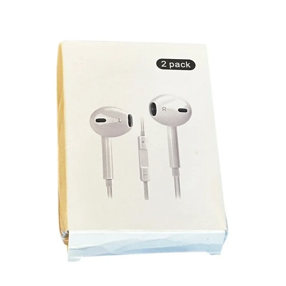 Generic ear buds - White - Wired - 2 pack - Box Damage - New